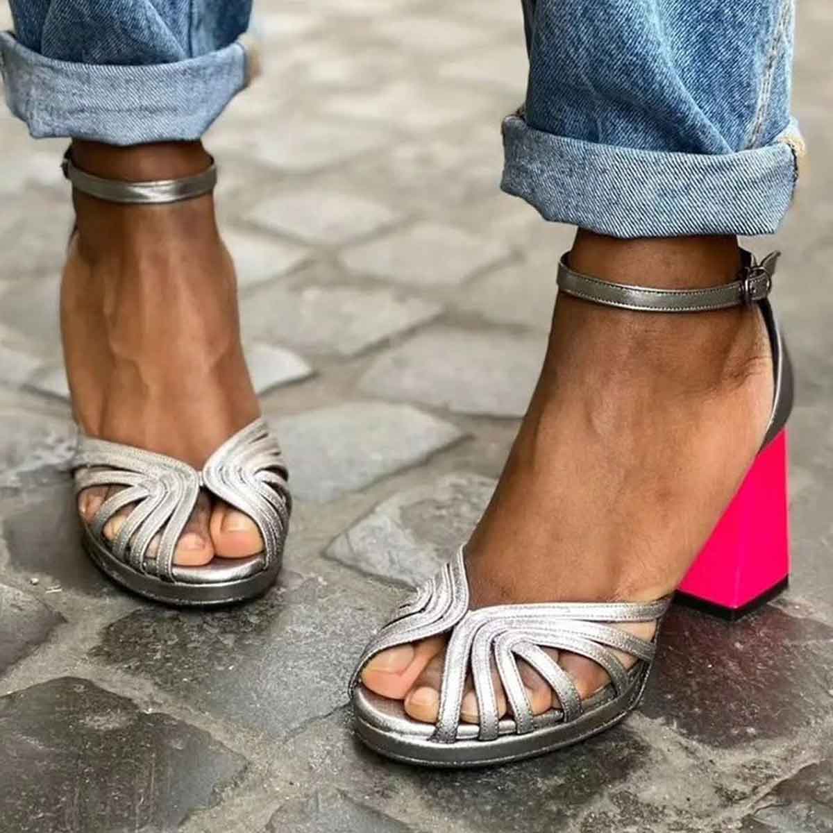 Marcella | Sandali con Tacco Brillante