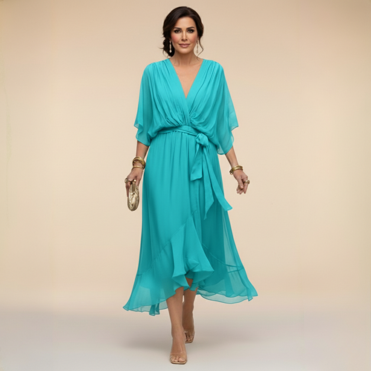 Monica | Abito in Chiffon con Scollo a V