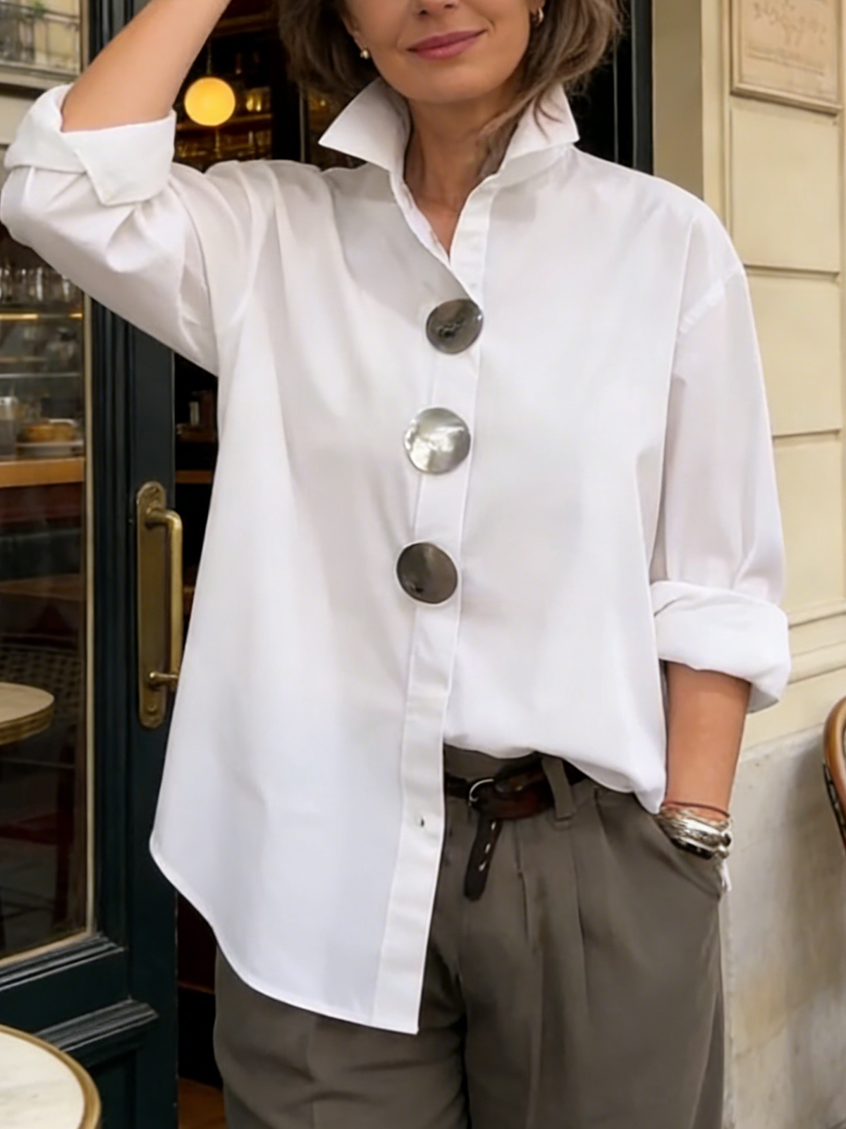 Rosaline | Blusa bottone decorativo