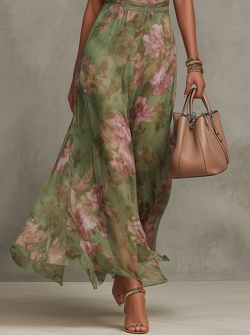 Freia — Abito Lungo Floreale  in Chiffon
