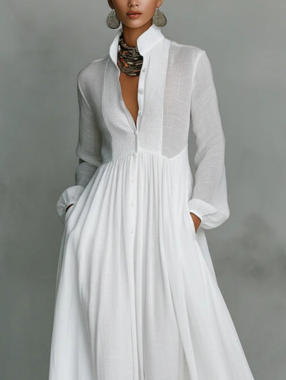 Léonie™ | Abito Maxi Minimalista con Collo Alto