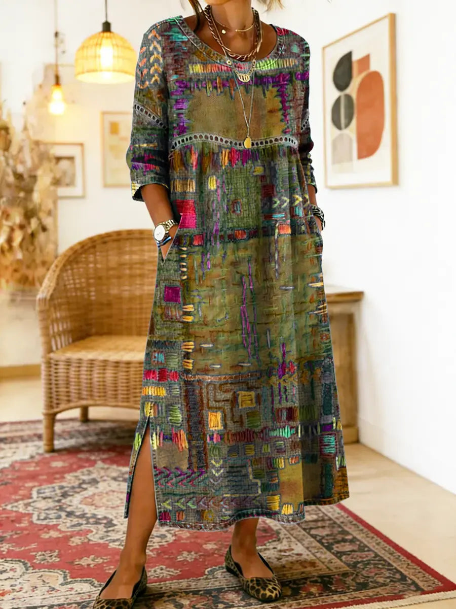 Manuela | Abito Denim con Inserti Etnici